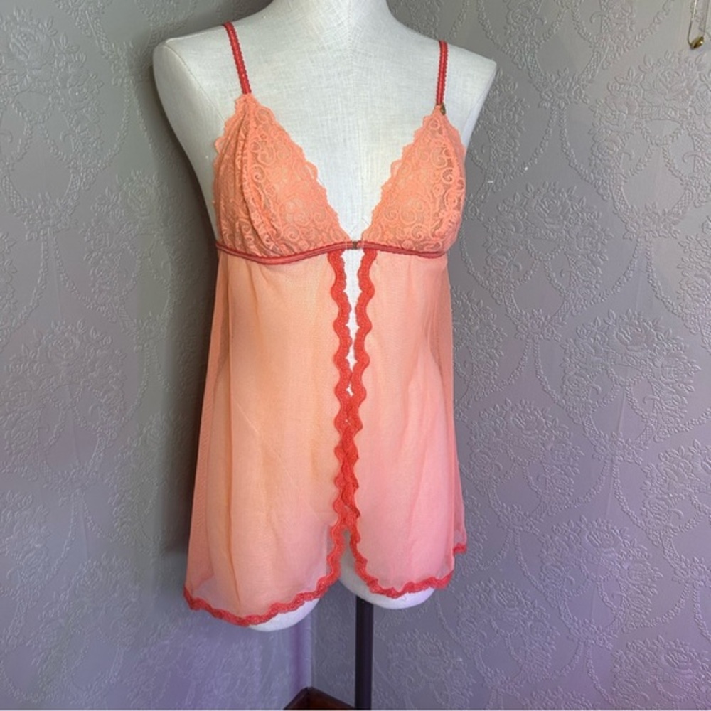 Elegant Lace Trim Babydoll in Peach Victoria’s Secret very sexy new tags medium